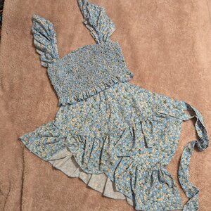 Shein Daisy Tube Crop Top/ Wrapped Mini Skirt Set, Size L